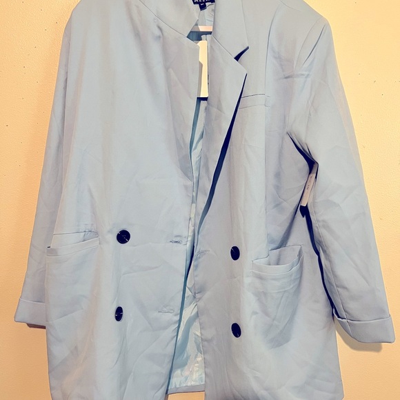 NWT Meek Fifth Avenue Oversized Light Blue Blazer Size medium - Picture 4 of 7